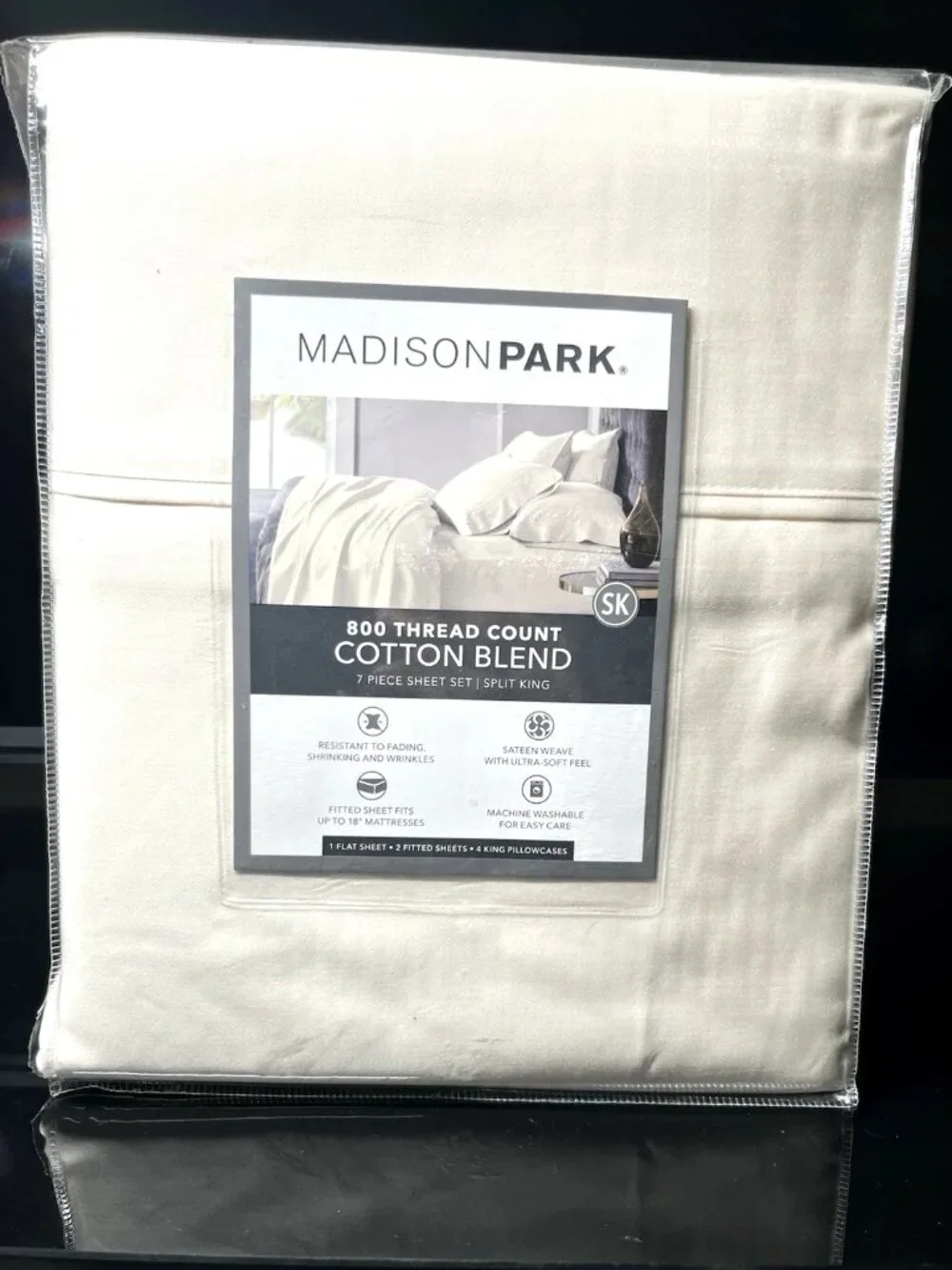 Madison Park 800 T.C Cotton Blend Sateen Deep Pocket Split king Bed Sheet Set
